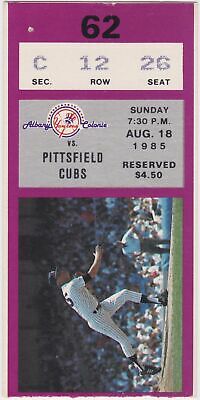 1985 Albany Colonie Yankees Ticket Stub Vs Pittsfield For Sale