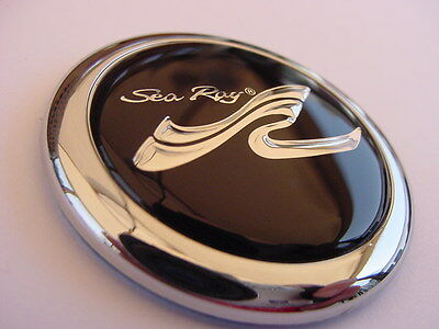 Sea Ray Steering Wheel Emblem 1-3/4"  " Sr ' New Round  Black & Chrome Searay