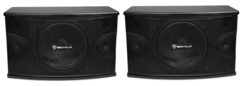 Pair Rockville Kps10 10" 3-way 1200 Watt Karaoke Speakers+wall Brackets / Mdf!