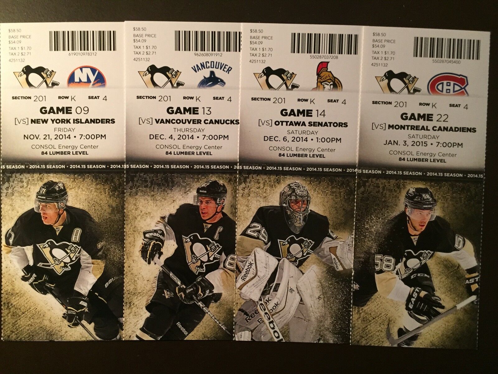 Pittsburgh Penguins 2014-15 Nhl Ticket Stubs - One Ticket - See Listing