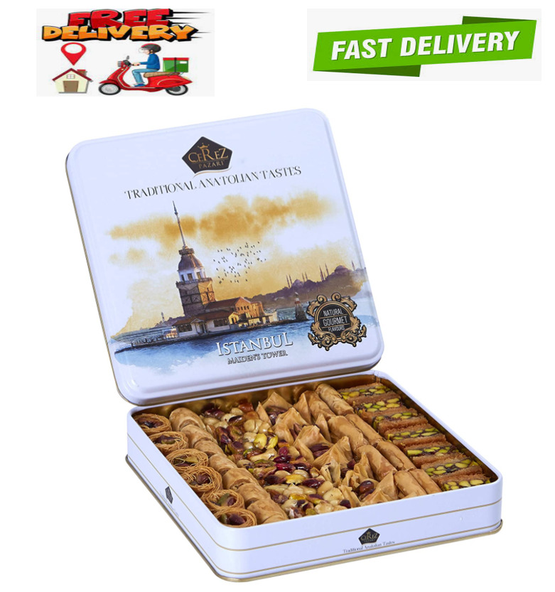 Premium Assorted Baklava Pastry  Box1.32lbs Apprx.45-48 Pcstraditional Dessert