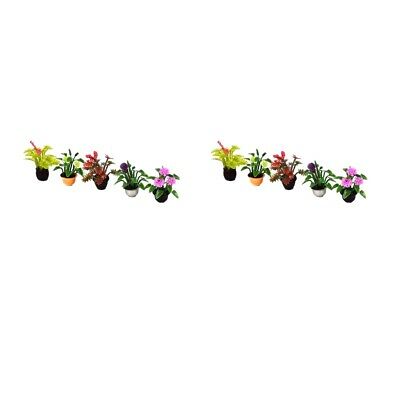 10pieces Dollhouse Miniature Flowers In Pot Fairy Garden Micro Diy Decor