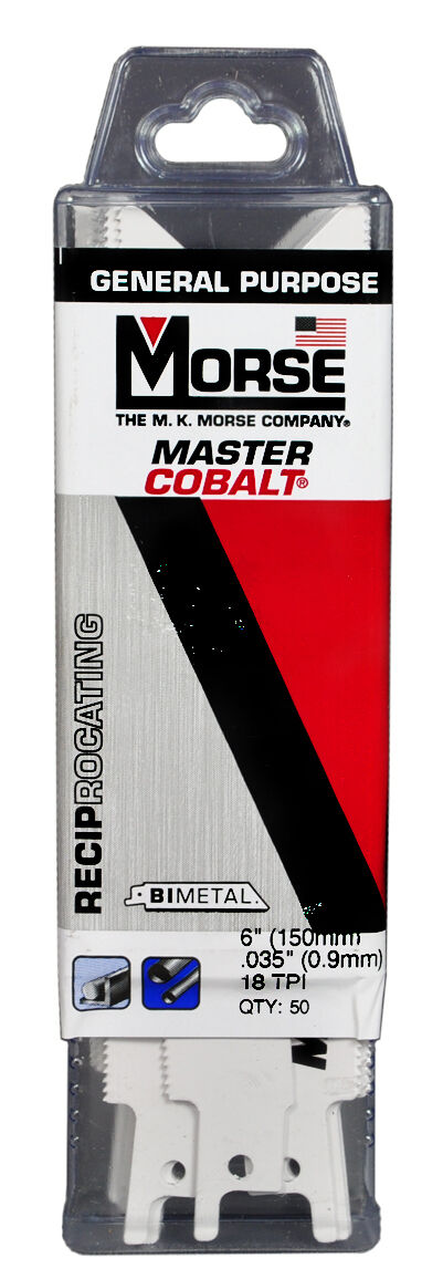 Morse Master Cobalt Reciprocating Saw Blade 6" X 3/4" 18 Tpi Rb618t50 (50 Pack)