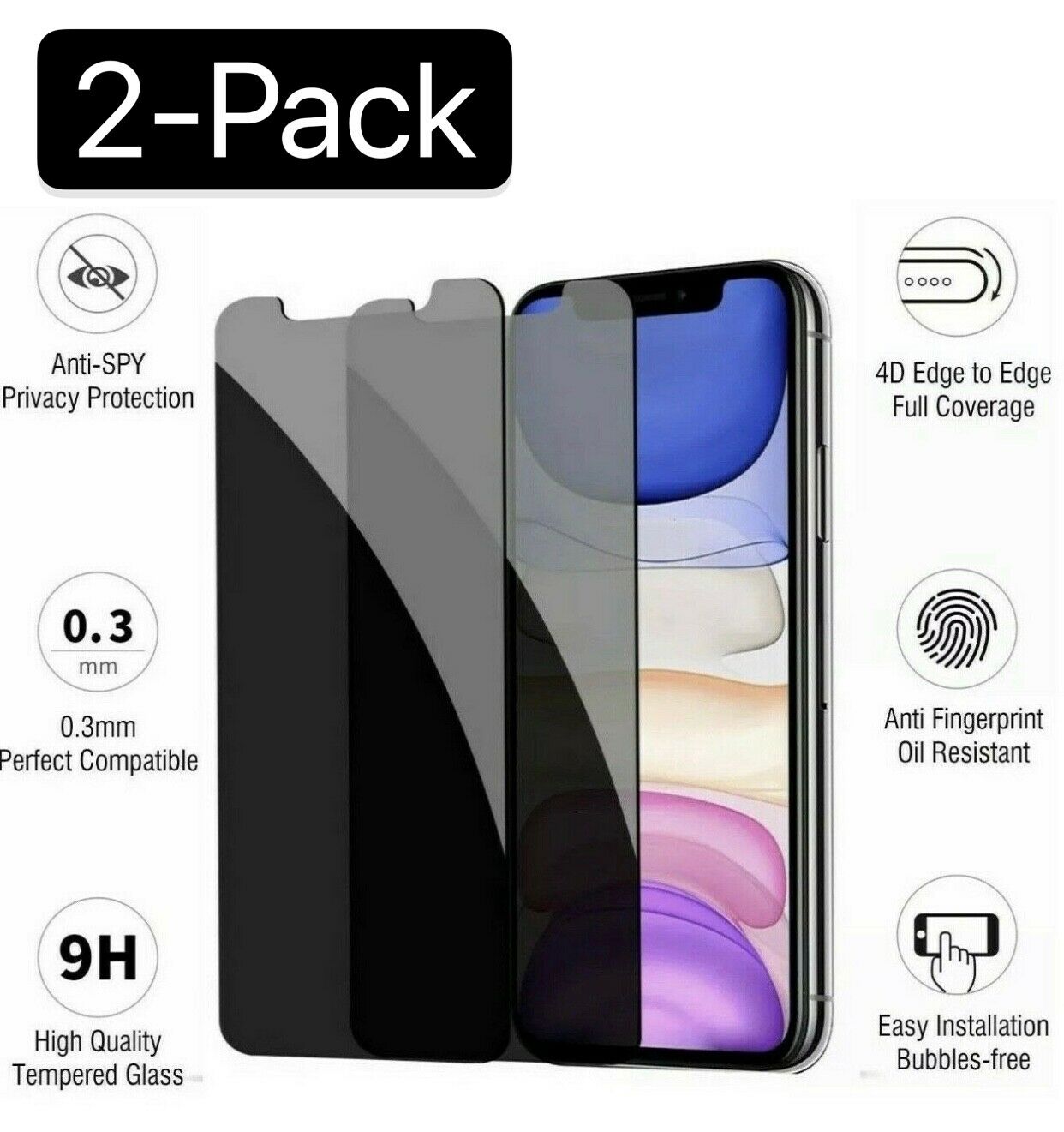 Iphone X Xs Xr Xs Max 11 12 Pro Privacy Anti-spy Tempered Glass Screen Protector