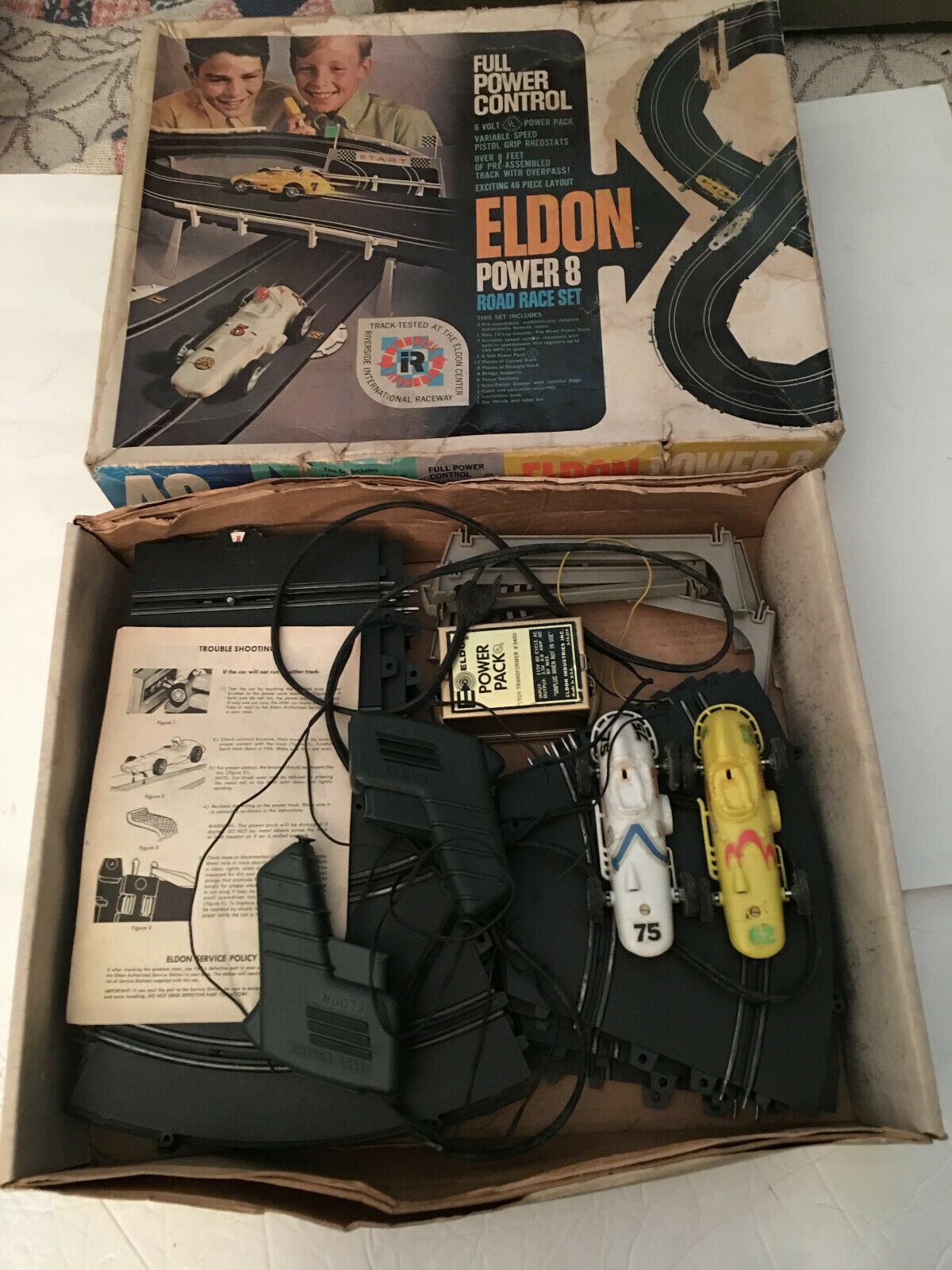 Eldon Slot Car Road Race Set Track 9517 Power 8 Pack Controls 1963 Vintage Box