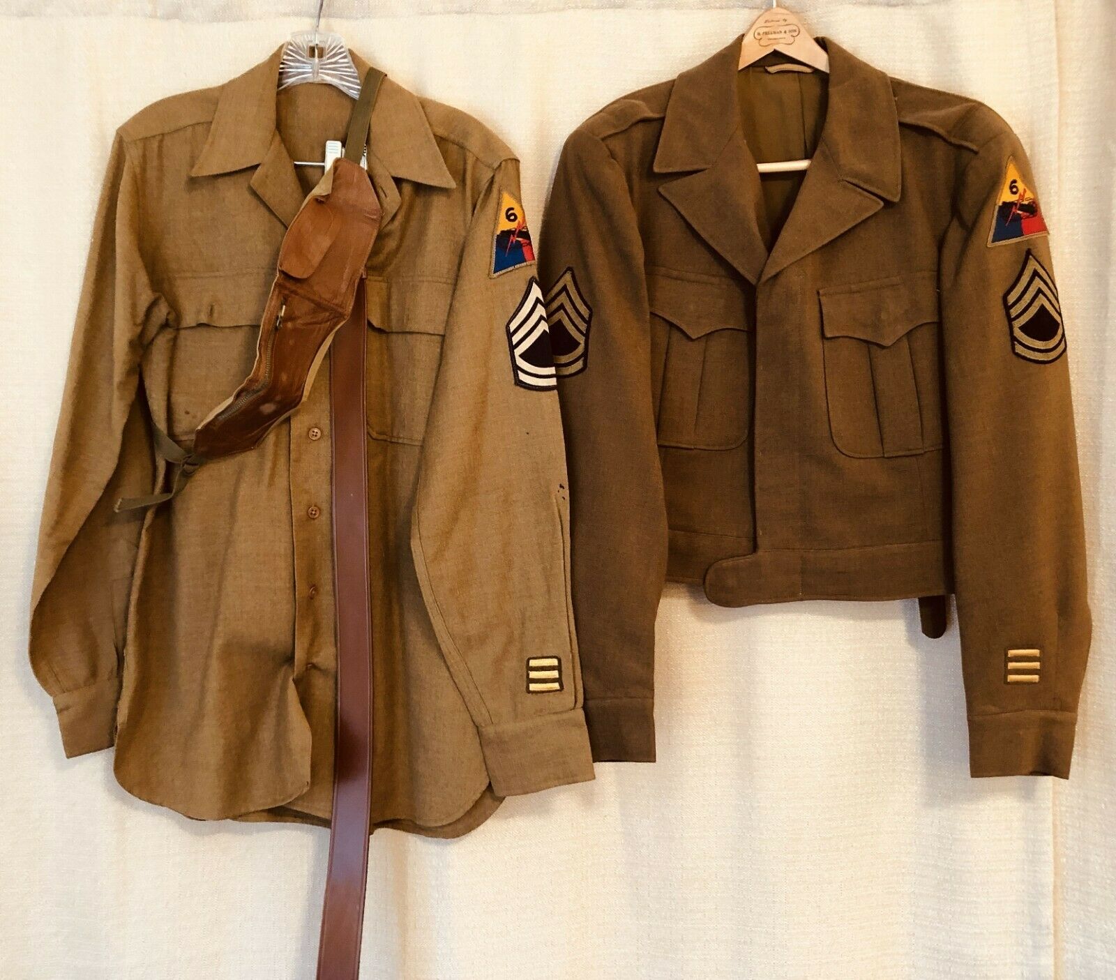 Ww2 Us Army Tech Sergeant Eisenhower Ike Jacket 40l +shirt Belt Pouch 6th Armor