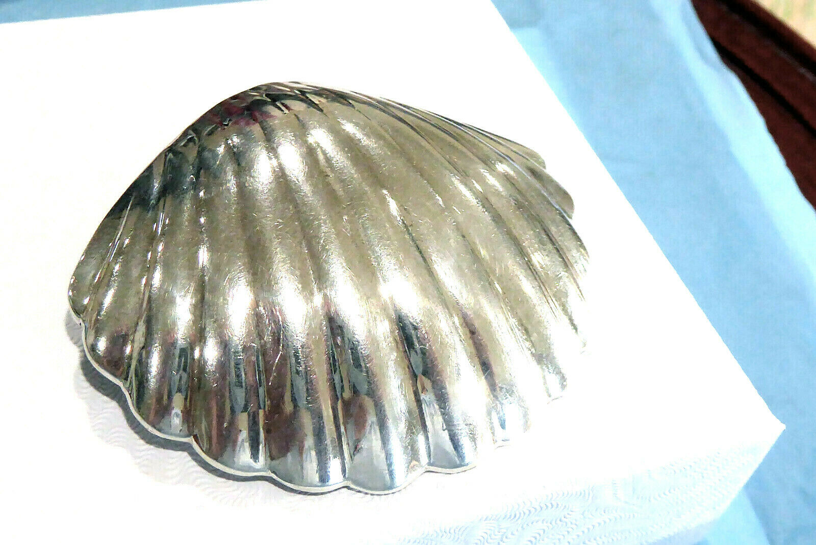 Vintage Sterling Silver Made In Mexico Old Clam Shell Pin Or Pendant Sterling