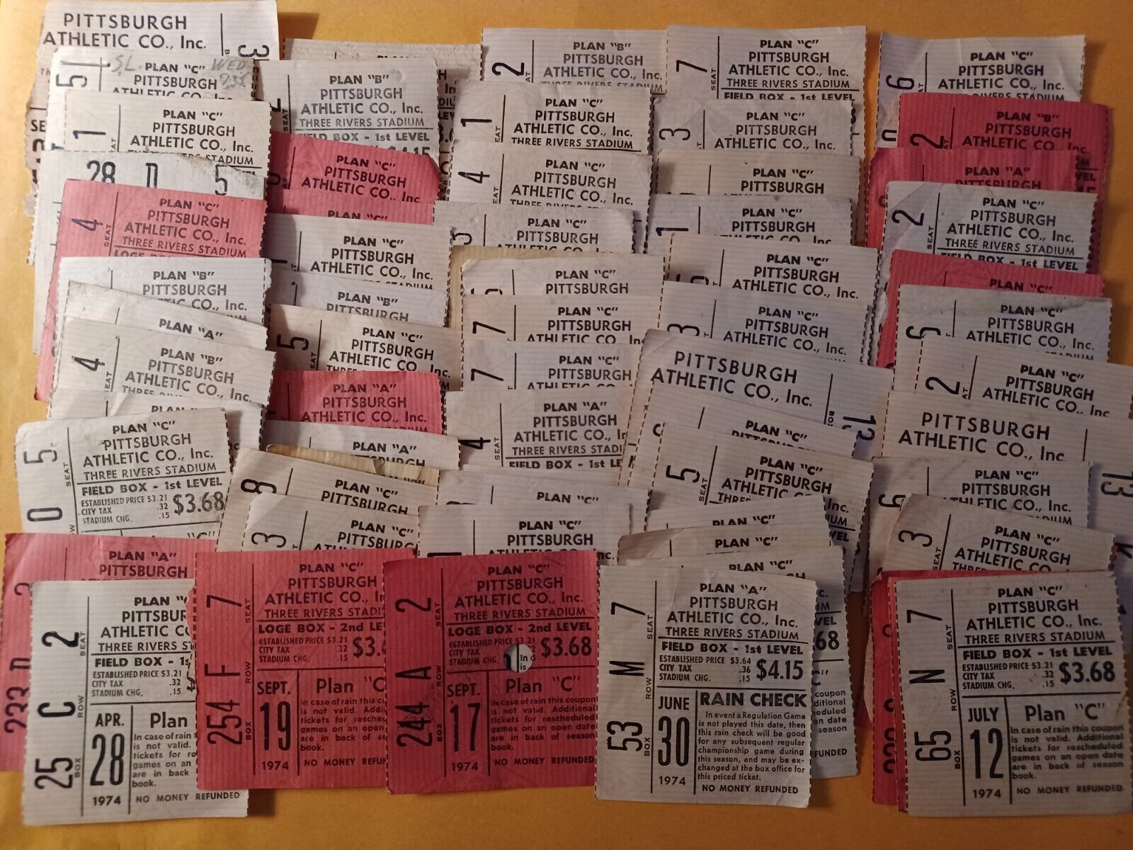 1974 Pirates Lot Of (90) Ticket Stubs