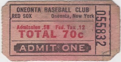 1966 Oneonta Red Sox Ticket Stub For Sale