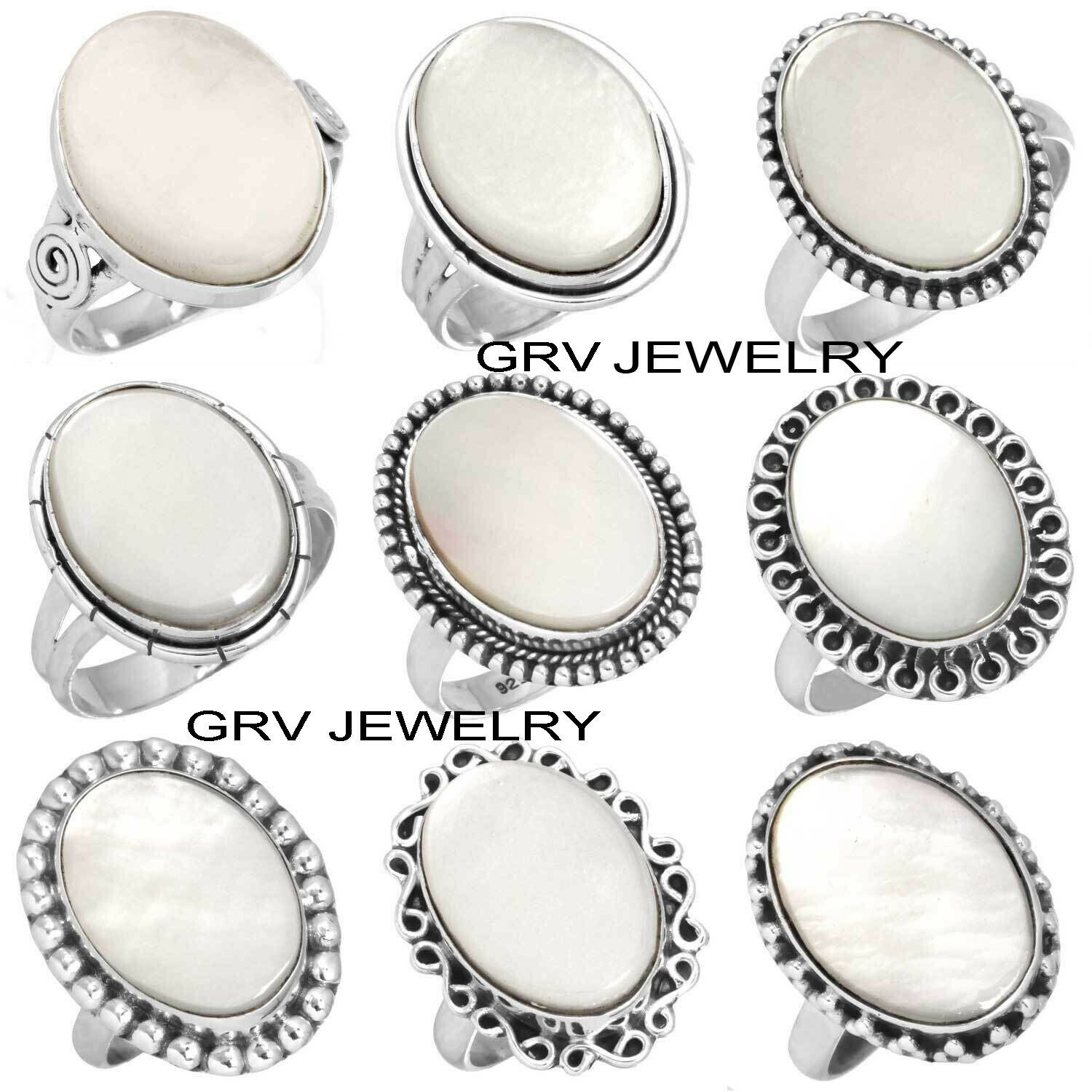 Mother Of Pearl Gemstone 200pcs Rings Lot 925 Silver Plated T-whru-8