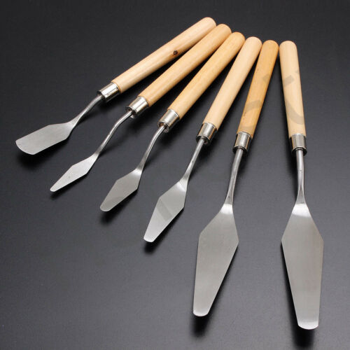 6pcs/set Wood Handle Metal Palette Knife Spatula Oil Texture Painting Art Tools