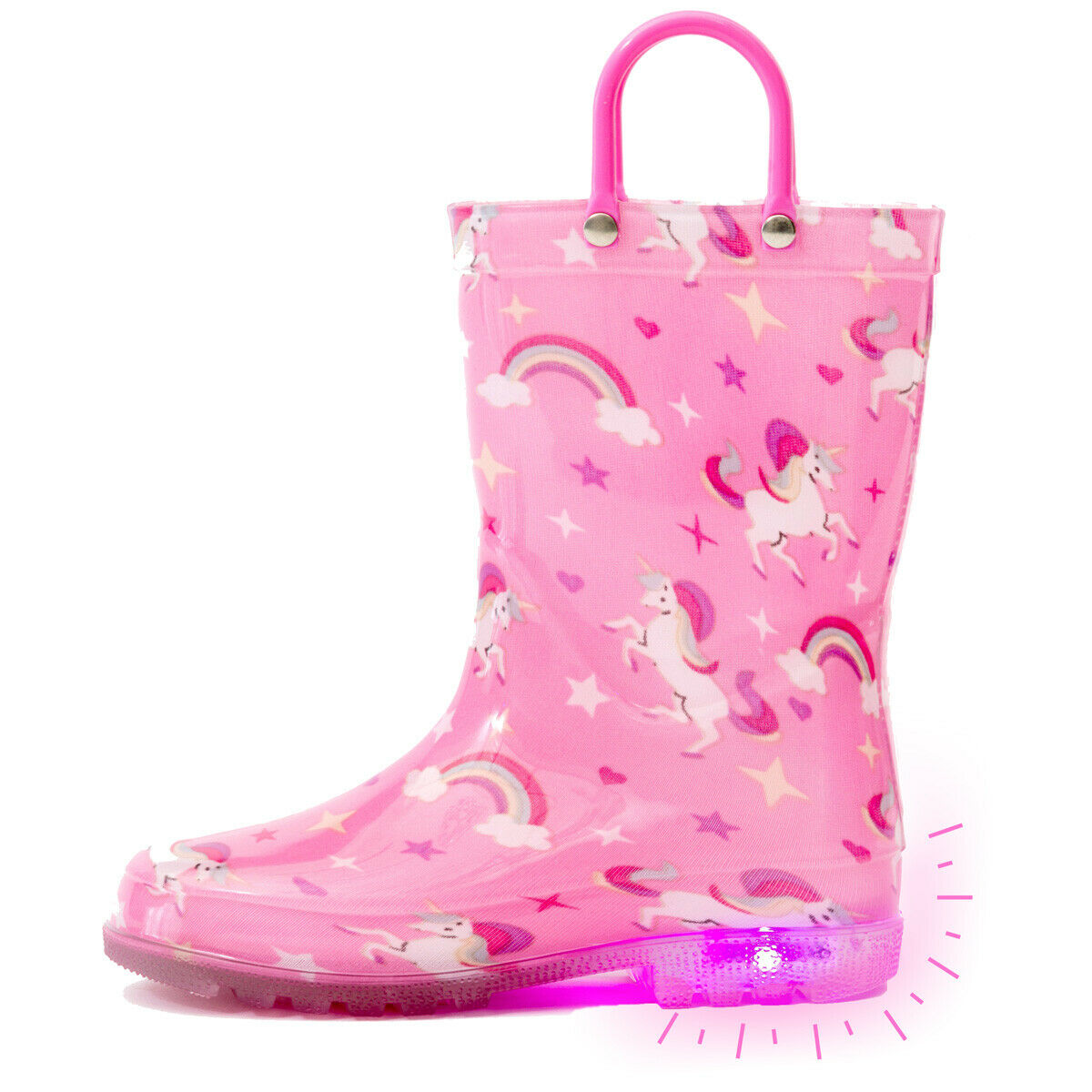 Outee Toddler Kids Cute Print Light Up Rain Boots Variation Flashing In Rain