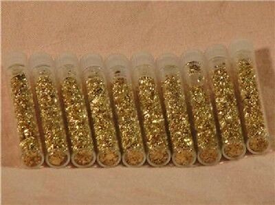Gold Flakes In 12 Glass Vials  No Liquid