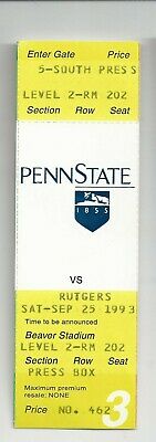 1993 Rutgers Vs Penn State Original Unused Full College Football Ticket Stub