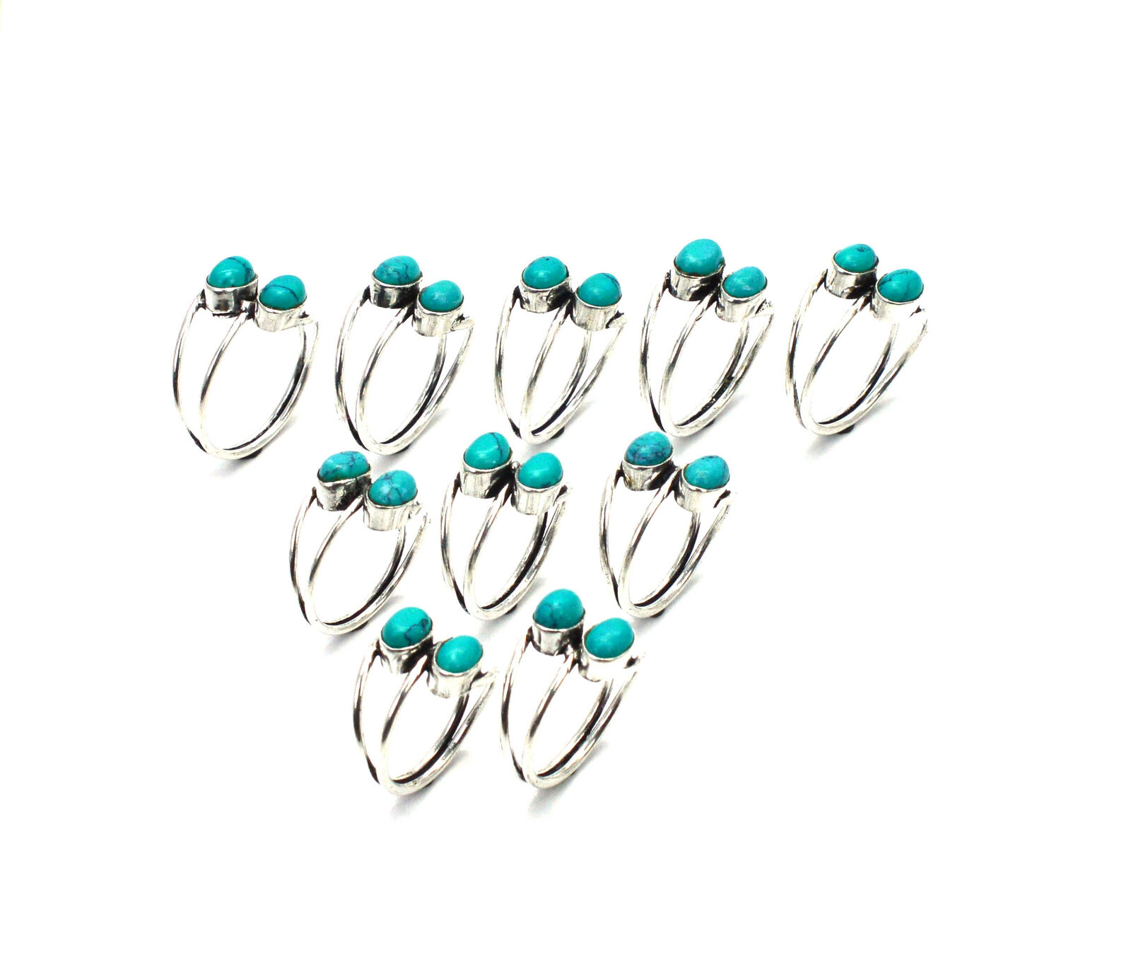 Wholesale 925 10pc Silver Plated Turquoise Ring Lotp5510
