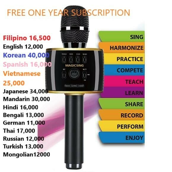 Magic Sing Bluetooth Karaoke Mic Speaker English Tagalog & More 1year 220k Songs