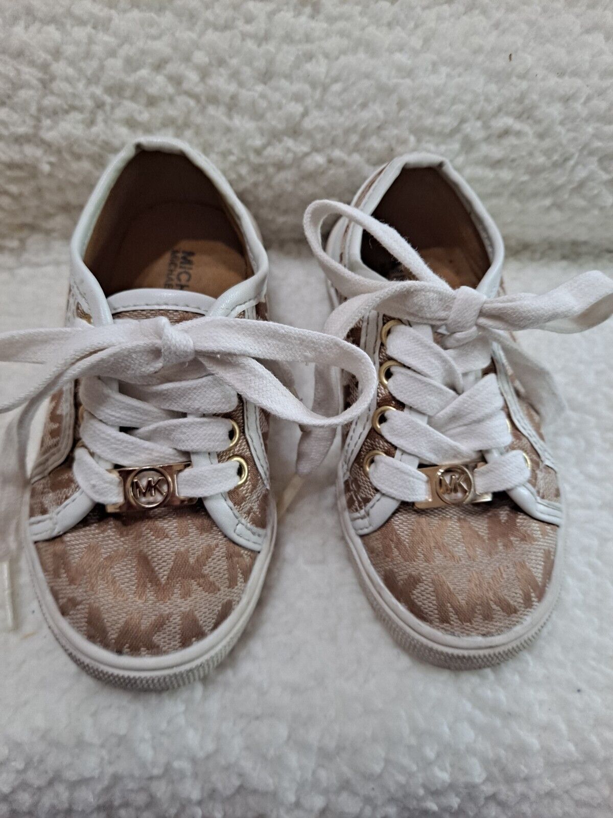 Michael Kors Girl's Signature Mk Brown/tan  Tennis Shoes Sneakers - Size 8