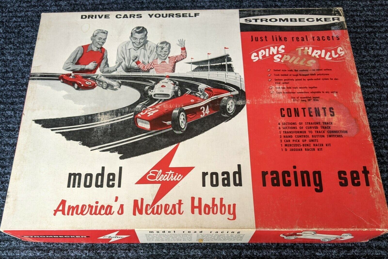 Strombecker 1/32nd Scale Slot Car Race Set - In Box-vintage Toy 1959