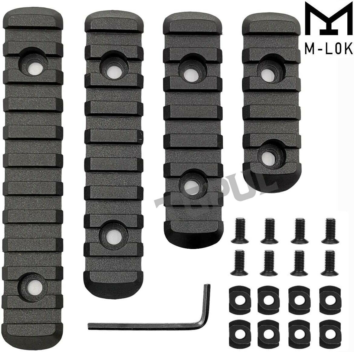 M-lok Polymer Picatinny Weaver Rail Section Set 5 7 9 11 Slot 4pcs 4 Rail Set