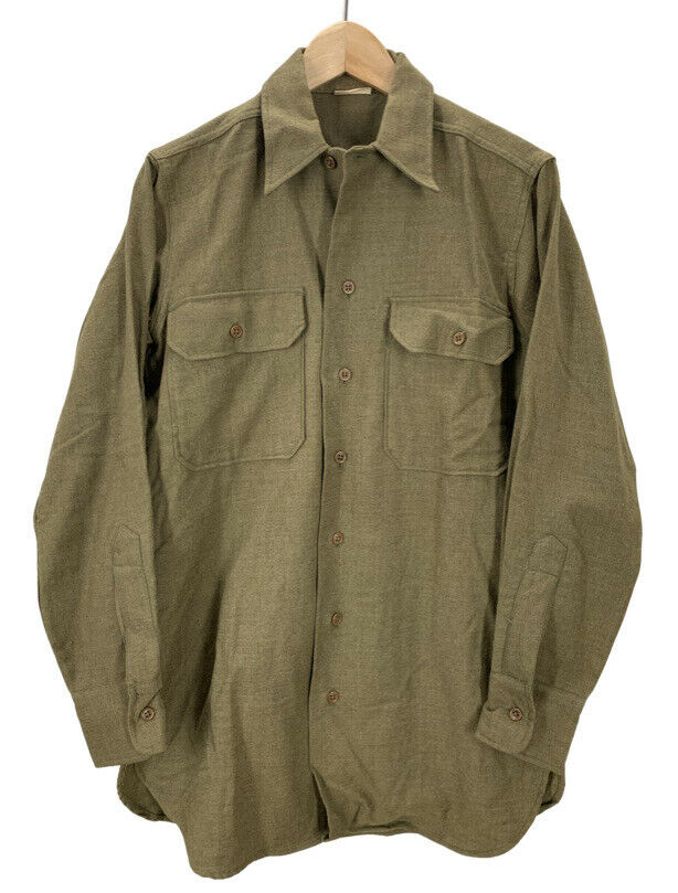 Vintage 40's Ww2 Us Military Green Wool Shirt Euc Army Marines