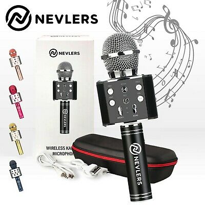 Nevlers Karaoke Microphone W/wireless Bluetooth Speaker & Recording Option-black