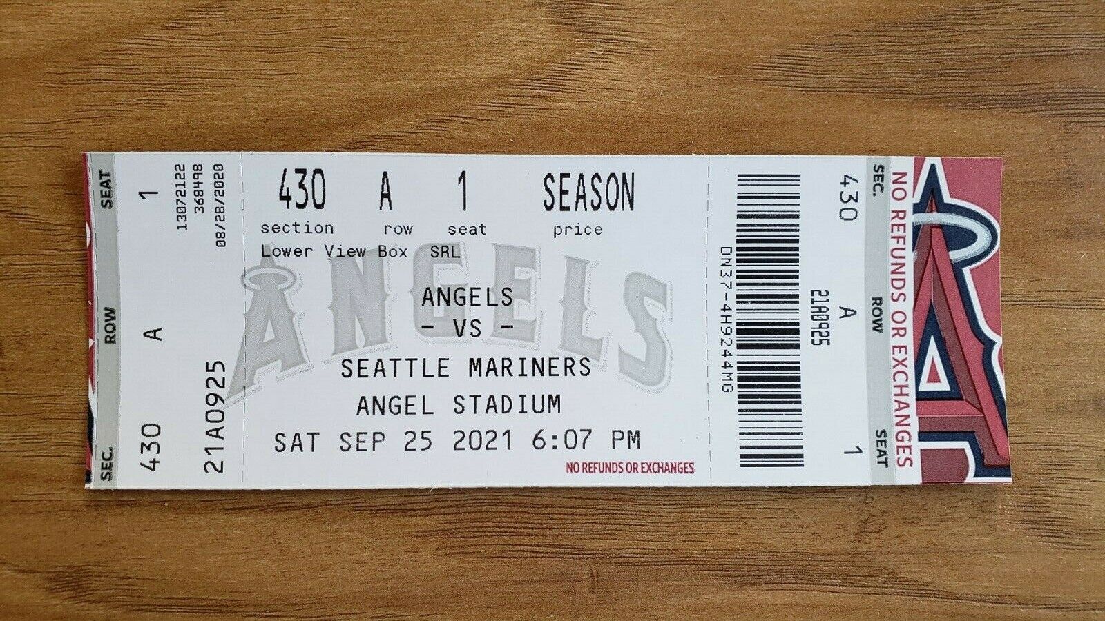Los Angeles Angels 2021 Baseball Ohtani Trout Marsh Adell Ticket Stub