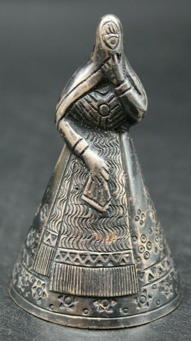 Sterling South American Mourning Bell Peru 'mml' 70mm Tall 44.5mm Diameter (g31)