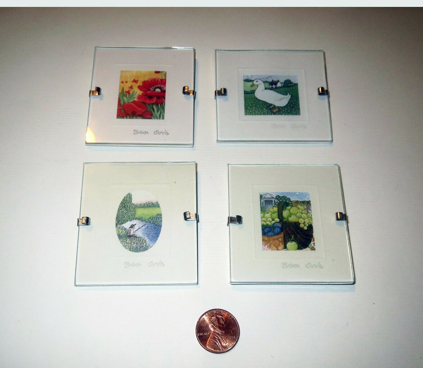 Dollhouse Lot Sharon Jervis Cat Painting Print Collection - Modern Glass Frames