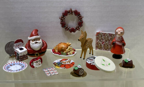 Vintage Christmas Decor Some Handcrafted Food Dishes Dollhouse Miniature 1:12