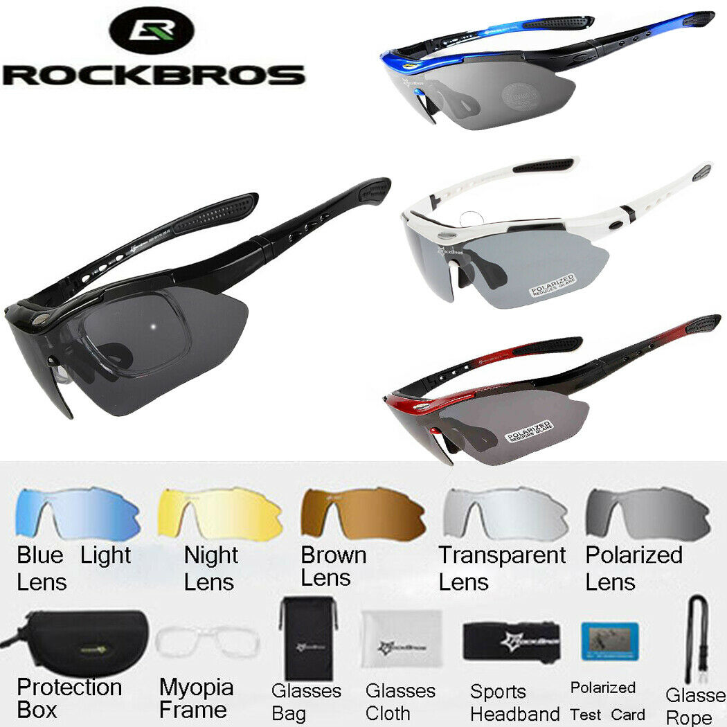 Rockbros Polarized Sunglasses Outdoor Cycling Uv400 Eyewear Goggles With 5 Lens