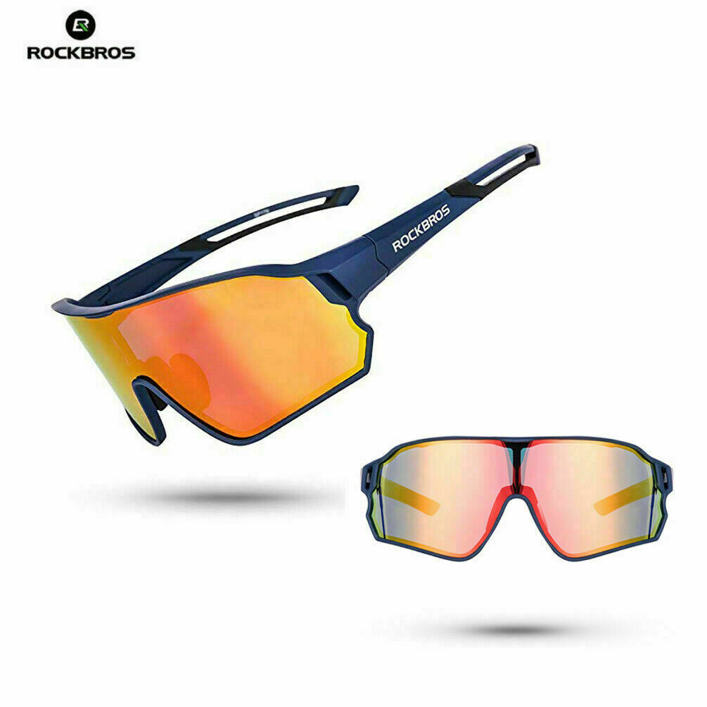 New Rockbros Polarized Cycling Glasses Full Frame Sports Sunglasses Blue Goggles