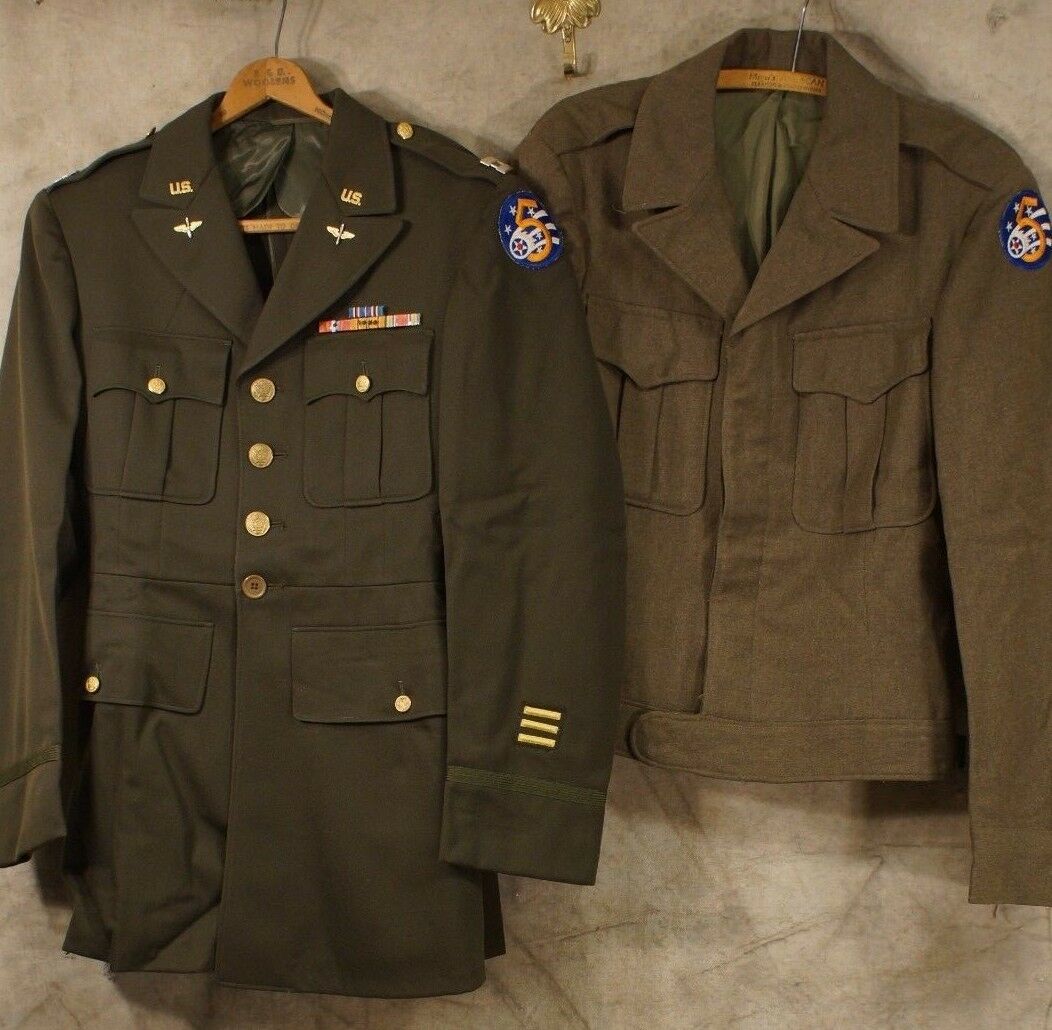Wwii 5th Air Force Officers Class A Jacket And Od Ike Jacket, Iowa