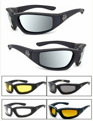 1 Or 3 Pairs Chopper Padded Wind Resistant Sunglasses Motorcycle Riding Glasses
