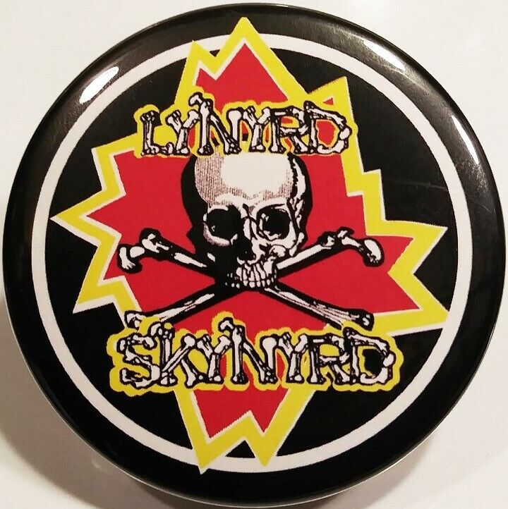 Lynyrd Skynyrd Pin Button - Black Crossbones Ronnie Van Zant Allen Collins Rare