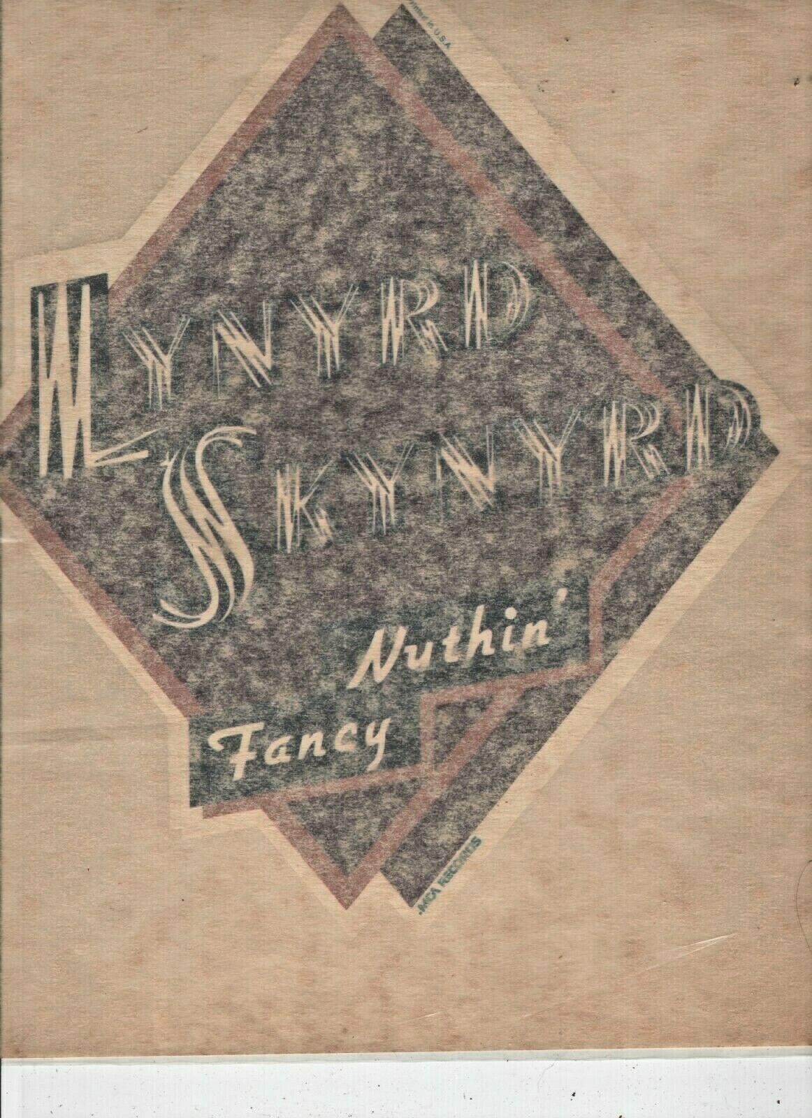 Lynyrd Skynyrd Nuthin' Fancy Iron-on 1975 Mca Records Ronnie Van Zant 083121dmt