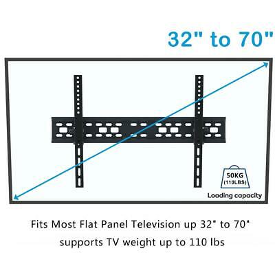 Flat Tv Wall Mount Bracket 15° Tilt Swivel For 27 32 37 42 47 50 55 60 65 70"
