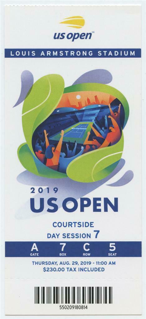 8/29 2019 Us Open Tennis Courtside Box Full Ticket Serena Williams Andreescu