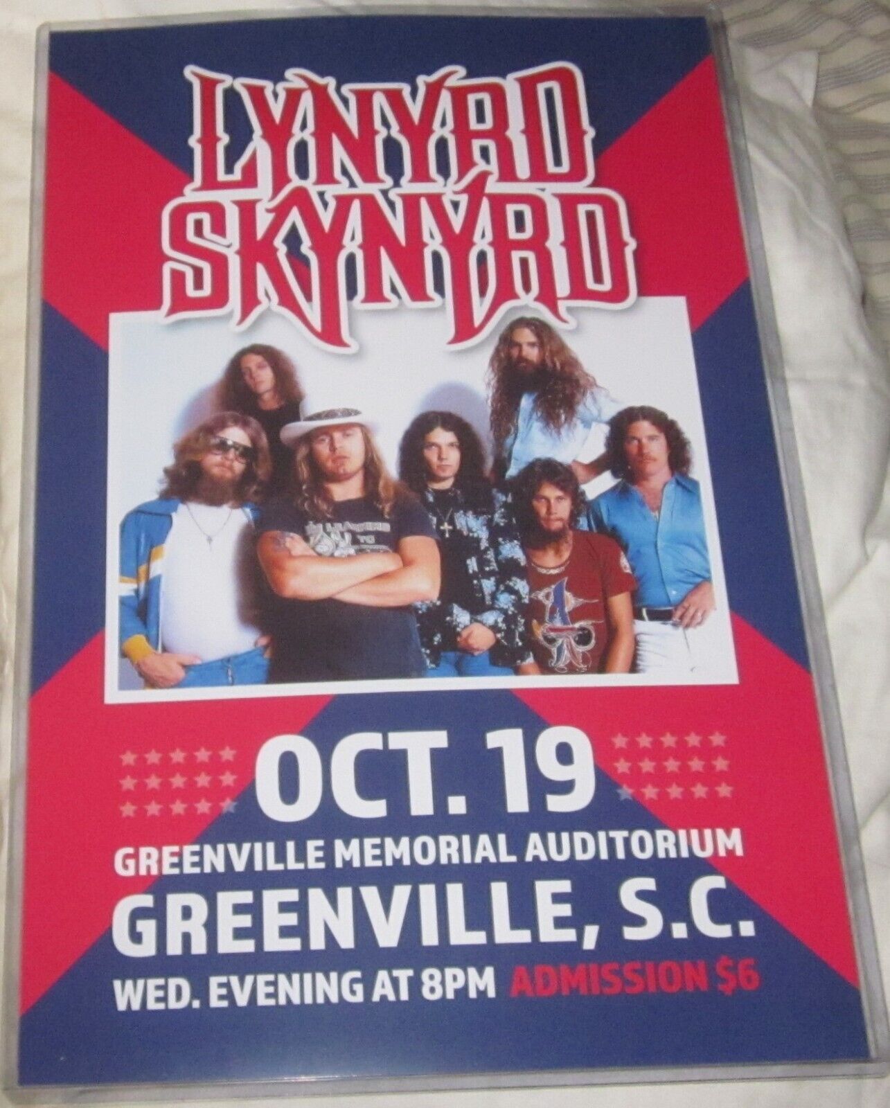 Lynyrd Skynyrd 77 Greenville Auditorium Last Concert Before Crash Replica Poster