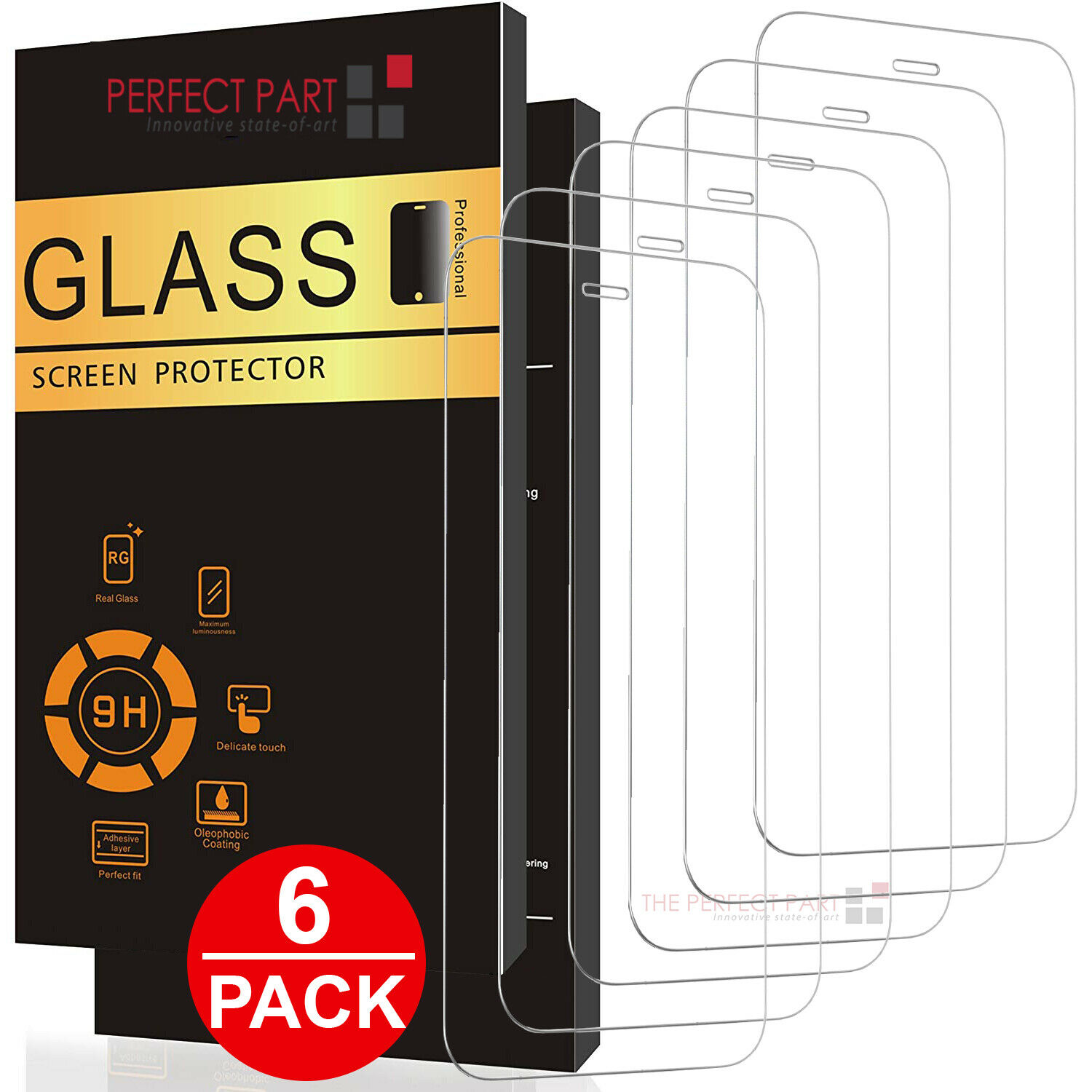 6 Pack For Iphone 12 11 Pro Max Xr X Xs 8 7 Plus Tempered Glass Screen Protector
