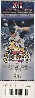2010 State College Spikes Ticket Vs Scrappers For Sale