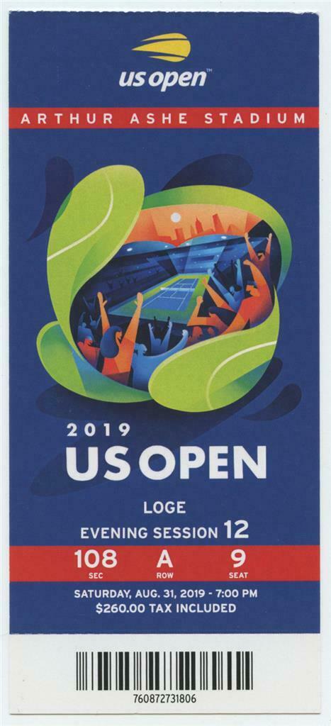 8/31 2019 Us Open Tennis Loge Full Ticket Serena Williams Bianca Andreescu