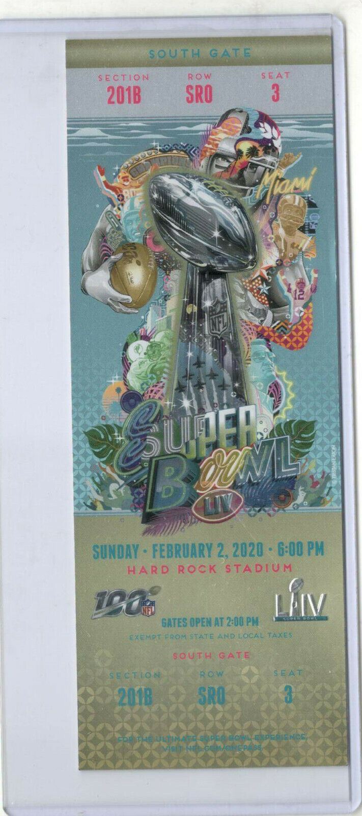 Super Bowl 54 Liv Nfl Ticket Stub Ex Near Mint Gold Ultra Rare Souvenir L@@k!
