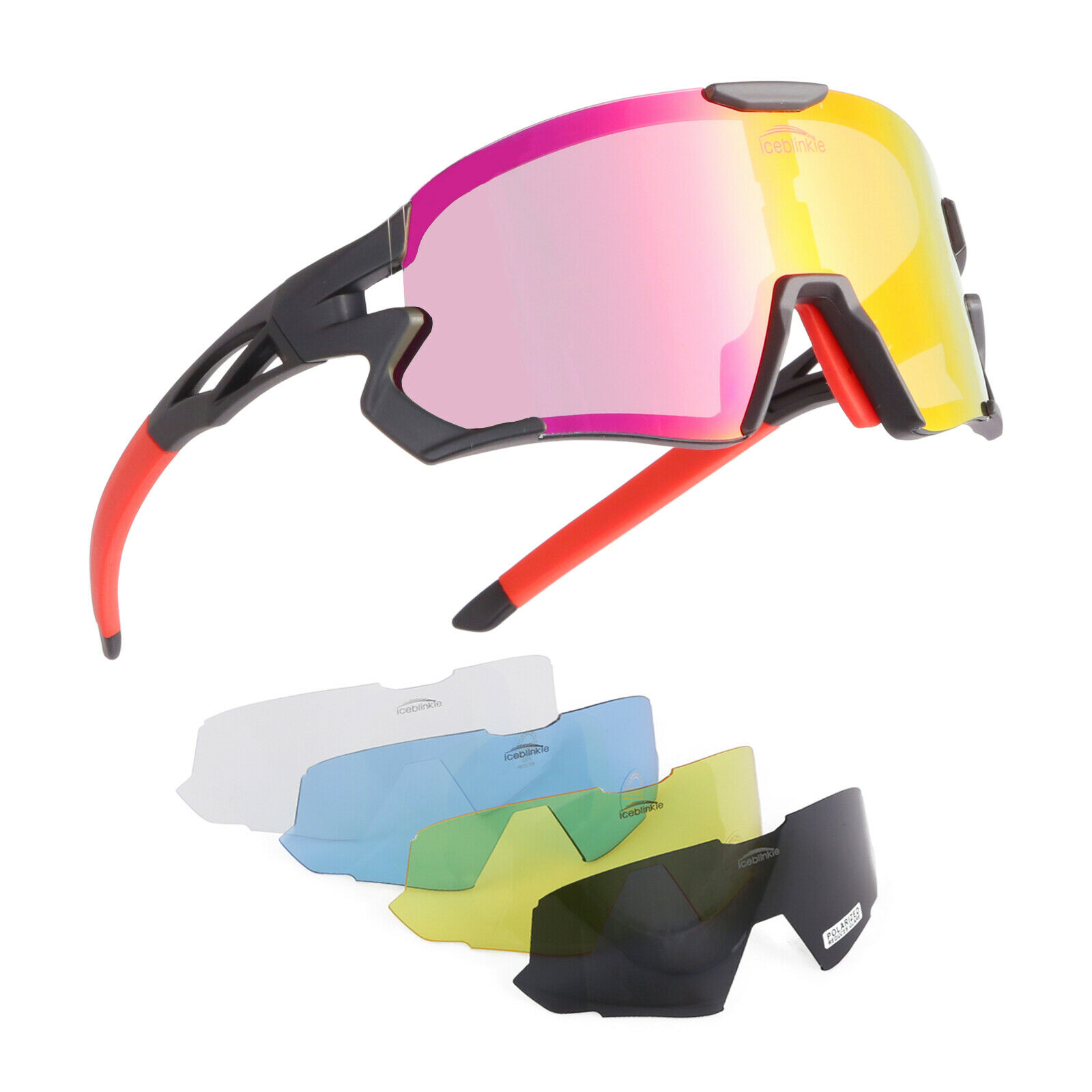 Polarized Cycling Sunglasses With 5 Interchangeable Lens Sports Riding Glasses