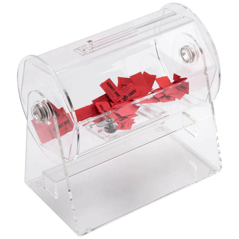 Small Acrylic Raffle Drum - Holds 2,000 Raffle Tickets. Drawing Spinning Lottery