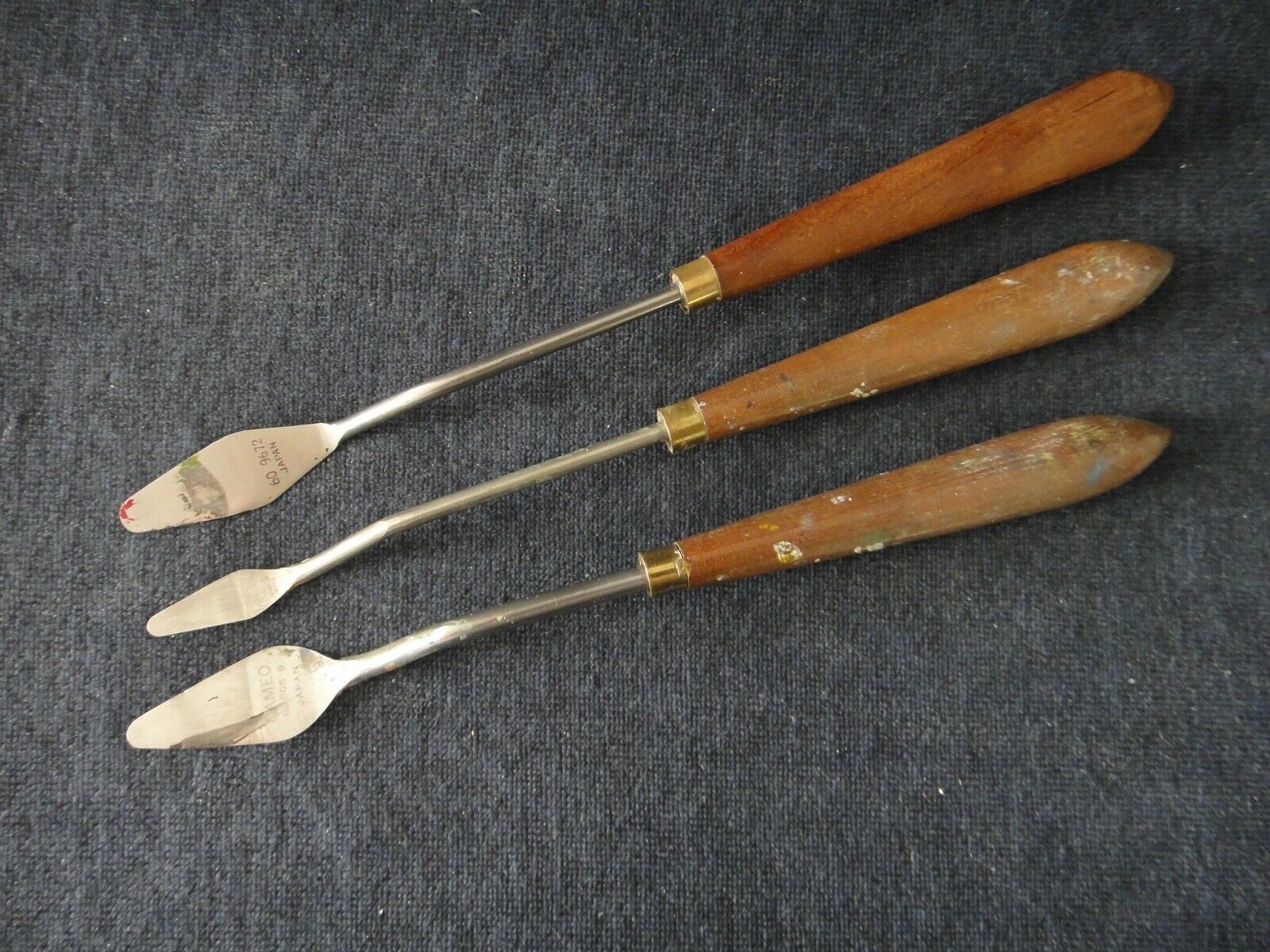 Lot Of 3: Offset Palette Knife - Permanent Pigments, Cameo Wood Handle Japan