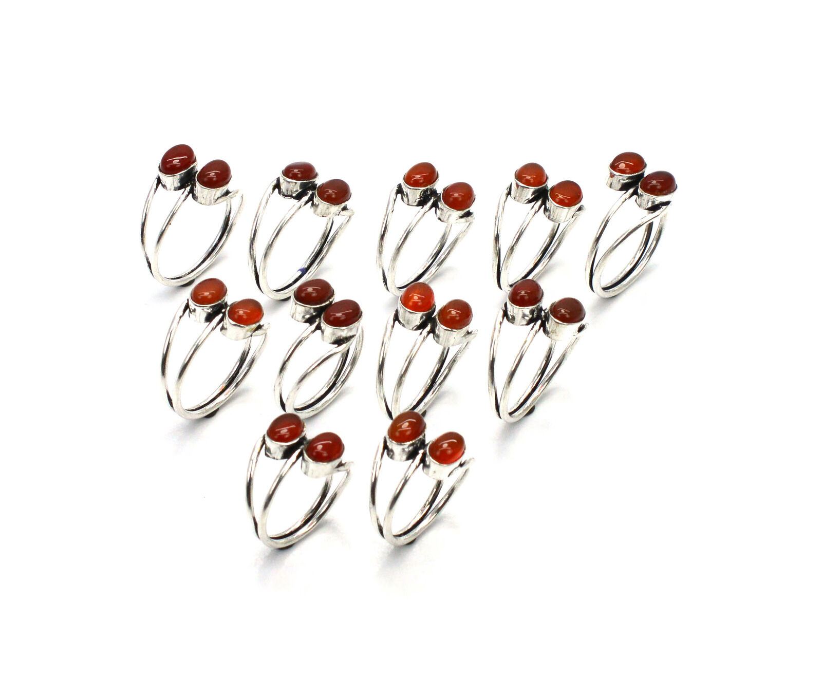 Wholesale 925 11pc Silver Plated Red Carnelian Ring Lotp5511