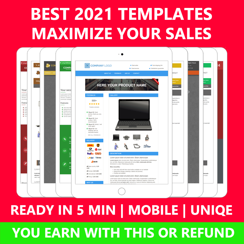 2021 Ebay Listing Auction Shop Store Template Professional Mobile Design Html