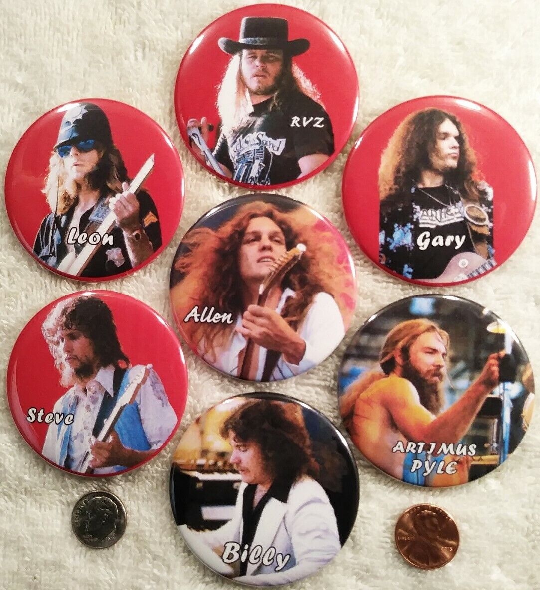 Lynyrd Skynyrd Pin Button Lot Live In Concert Tour Marshall Tucker Band Outlaws