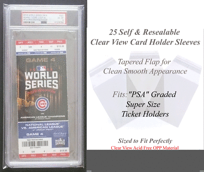 25 Superior Fit Sleeves For Psa Graded Sports, Concert Tickets Super Sized *404*