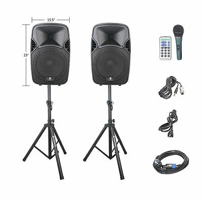 Proreck Portable 12 Inch 1000w 2-way Powered Pa Speaker System Bluetooth/usb